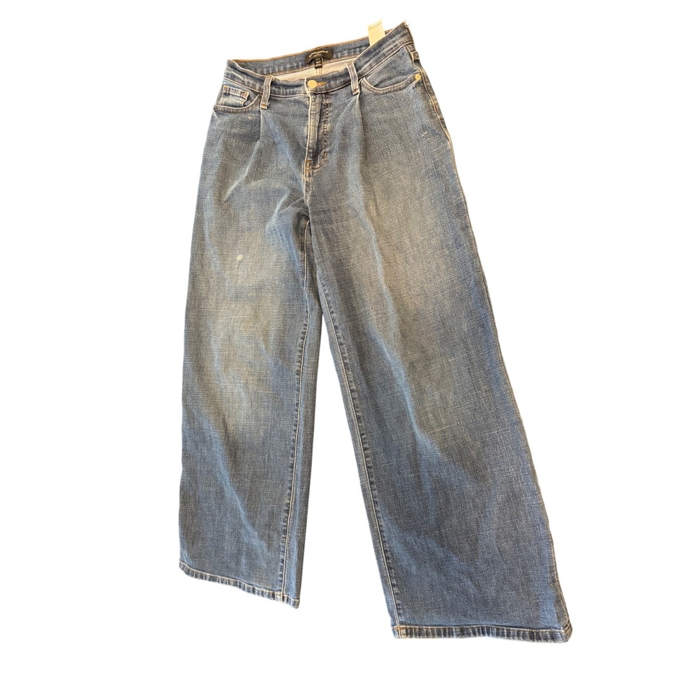 Banana Republic Womens Wide Leg Pleated Jeans Medium Wash Denim 26/2 Regular